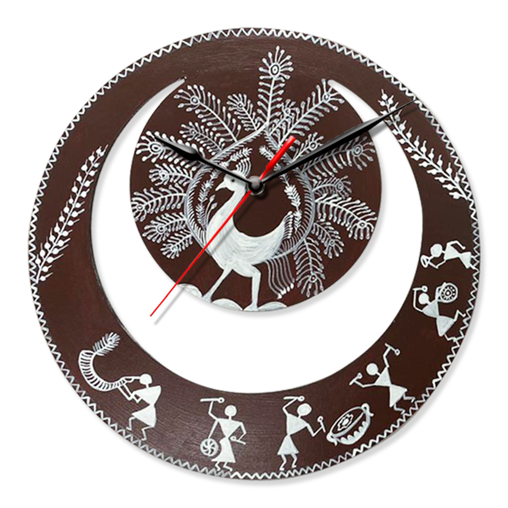 Warli Painting on Moon Clock DIY Kit by Penkraft